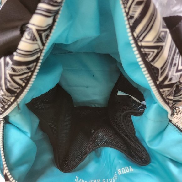 Ivivva Lululemon Black White Turquoise Geometric Design Tote Bag Weekender - Picture 10 of 12